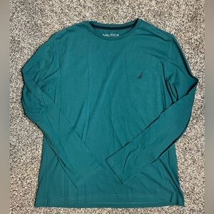 Men's Nautica Green Long Sleeve Shirt Size Medium